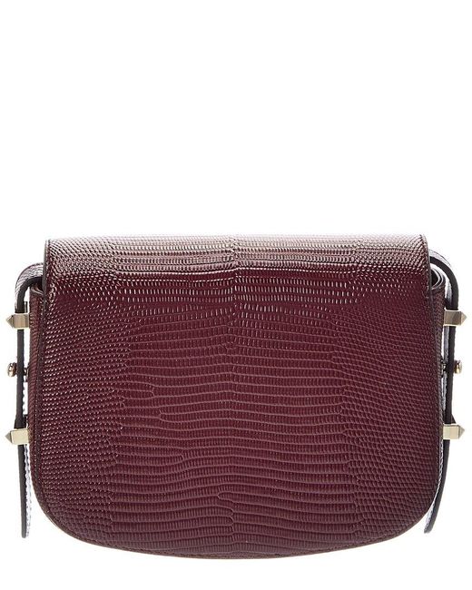 Jimmy Choo Purple Lizard-Embossed Leather Crossbody