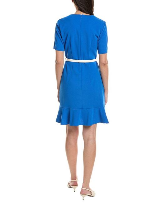 Sharagano Blue Short Sleeve Sheath Dress