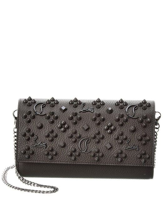 Christian Louboutin Gray Paloma Leather Wallet On Chain