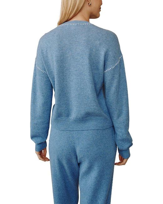Bella Dahl Blue Cashmere & Wool-Blend Crew Neck Sweater