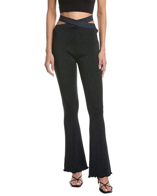 3.1 Phillip Lim Black Marled Lurex Rib Crossover Flare Pant