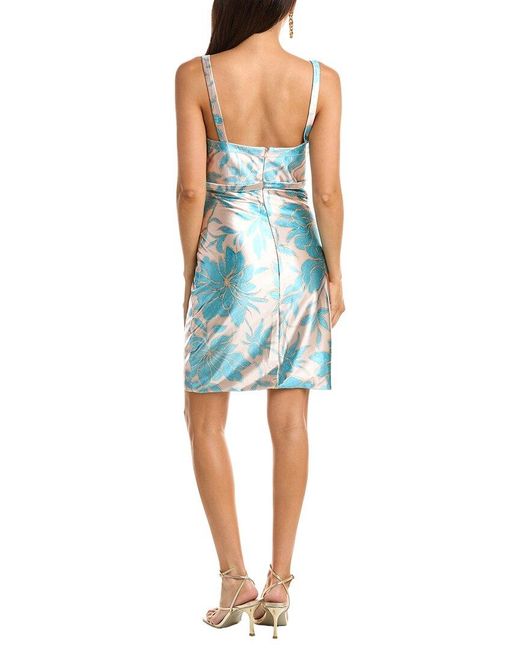 Rene Ruiz Blue Printed Knit Mini Dress