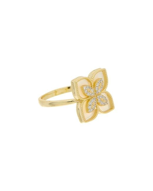 Meshmerise White 18K Over Pearl Cz Ring