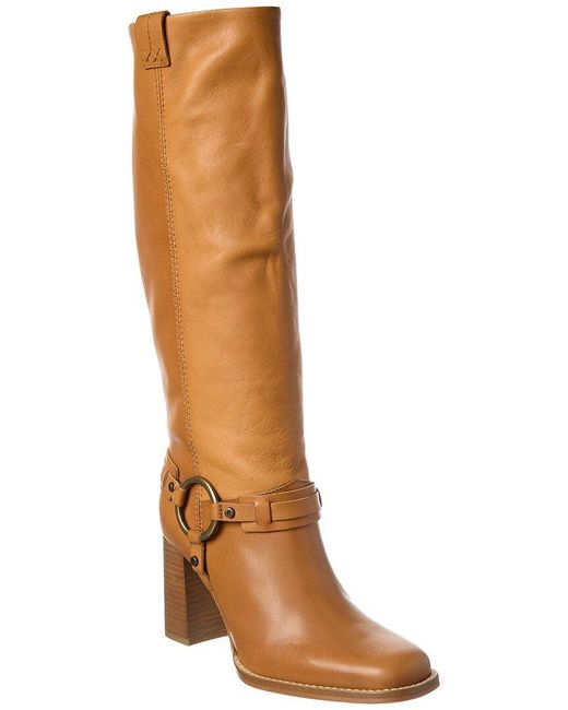 Free People Brown Heidi Harness Tall Leather Boot