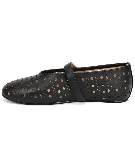 Tiffany & Fred Paris Black Perforated Leather Mary Jane Flat