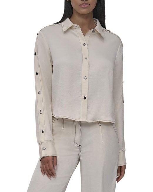 DKNY Gray Glazed Dressing Top