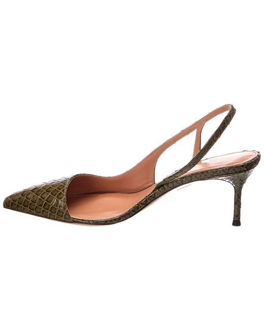 Aquazzura Metallic Alex 65 Python-Embossed Slingback Pump