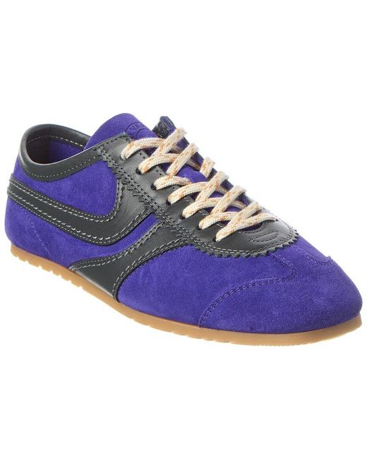Dries Van Noten Blue Suede & Leather Paneled Sneaker