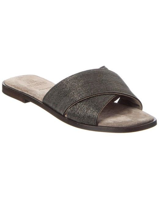 Brunello Cucinelli Brown Leather Flat