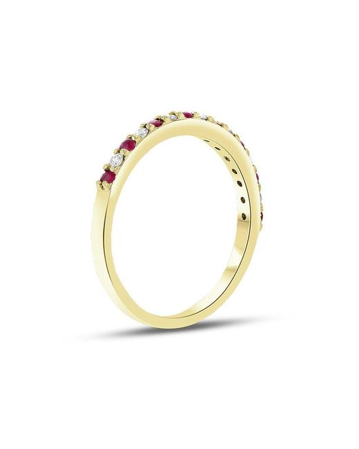 LEVARON White 14K 0.35 Ct. Tw. Diamond & Ruby Stackable Ring