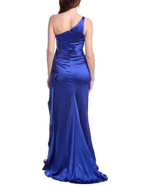 Jovani Blue Solid Gown