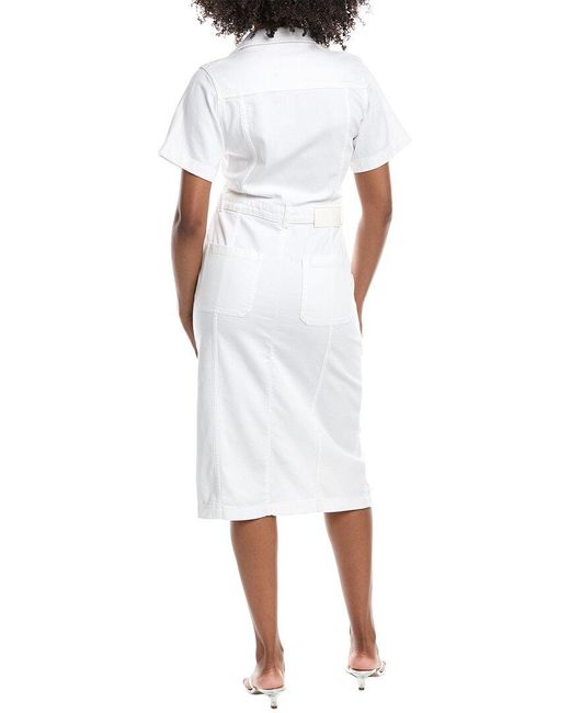 7 For All Mankind White Patch Pocket Midi Dress
