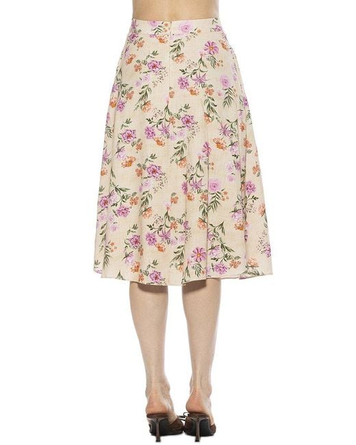 Alexia Admor Natural Mabel Flared Linen-Blend Skirt
