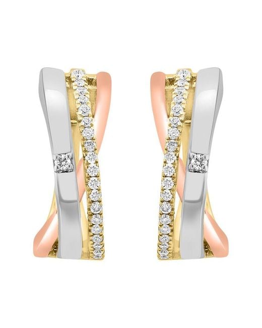 Effy Fine Jewelry Metallic 14K 0.21 Ct. Tw. Diamond Earrings