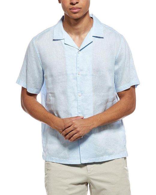 Theory Blue Irving Linen Relaxed Shirt for men