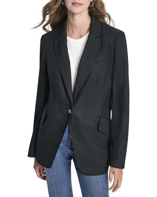 DKNY Black Zigzag Stretch Blazer