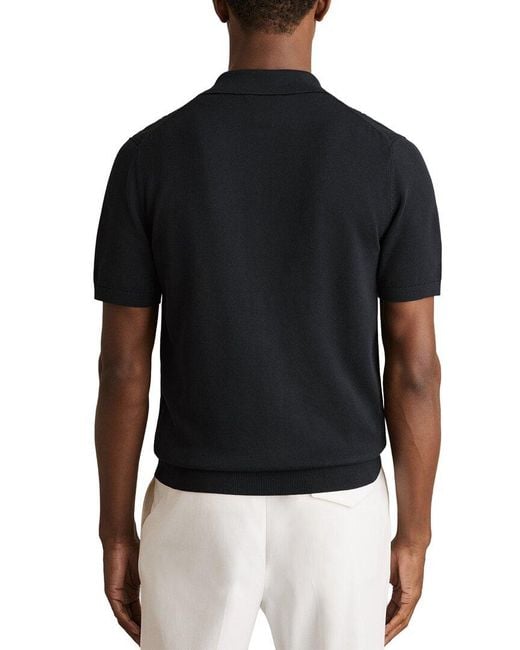 Reiss Black Tay Pointelle Zip Thro Sweater for men