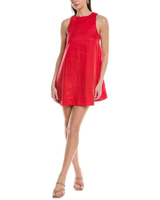 O.P.T Red Few Moda Zinnia Linen Mini Dress