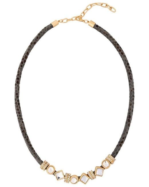 Saachi Metallic Bling Charm Leather Necklace