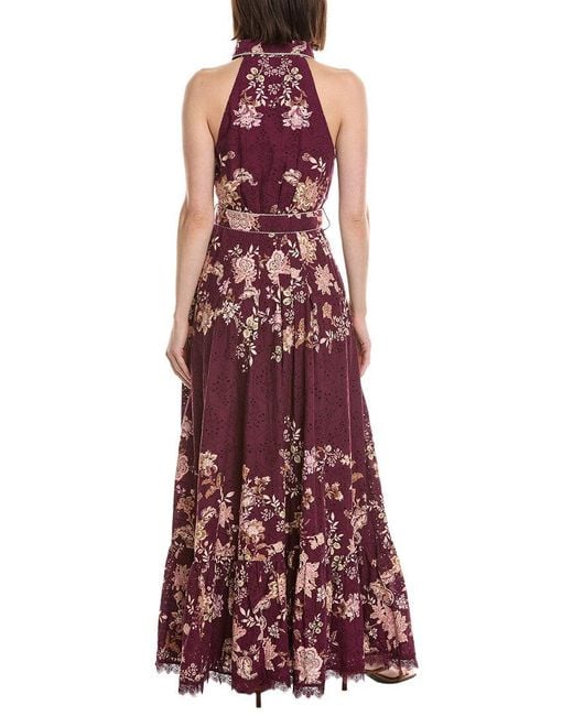 Hemant & Nandita Red Eyelet Maxi Shirtdress