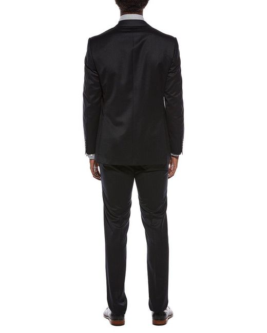 Canali Black 2Pc Wool Suit With Flat Front Pant for men