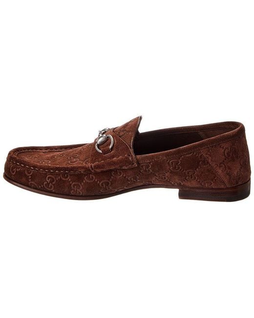 Gucci Brown Horsebit 1953 Gg Suede Loafer for men
