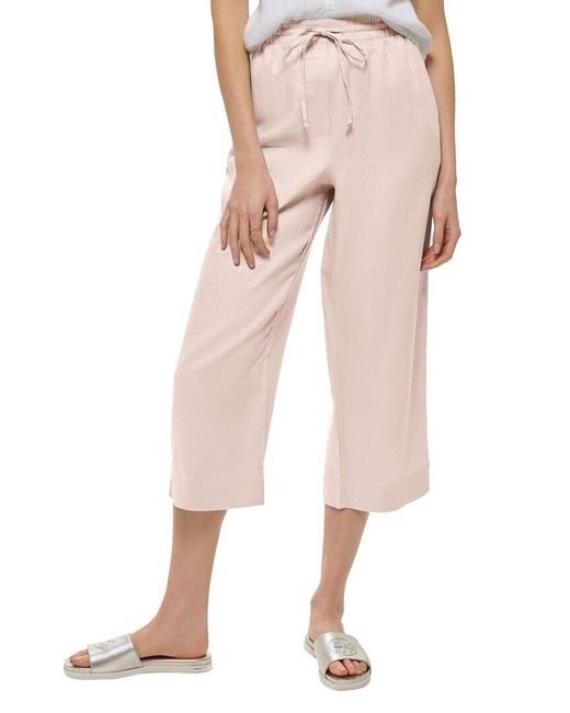 DKNY Pink Pull-On Straight Leg Linen Pant