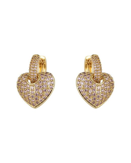 Eye Candy LA Eye Candy Los Angeles Luxe Collection Cz Pink Heart Huggie Earrings in Metallic