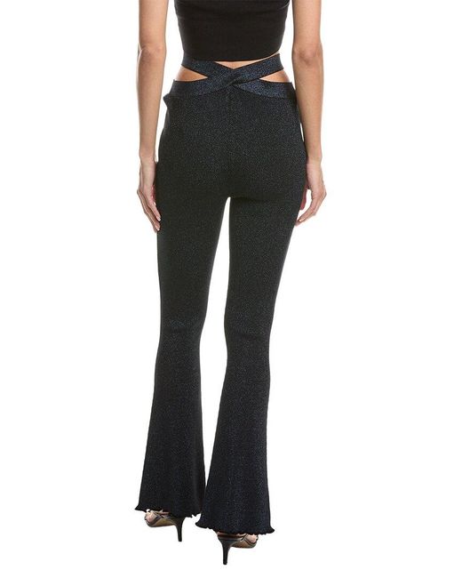 3.1 Phillip Lim Black Marled Lurex Rib Crossover Flare Pant
