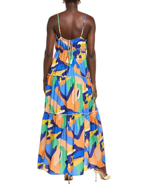 Marion Blue V-Neck Tiered Maxi Dress