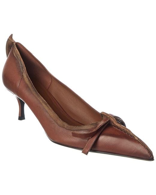 Prada Brown Antiqued Leather Pointy-Toe Pump