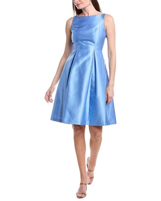 Adrianna Papell Blue Fit And Flare Midi Dress
