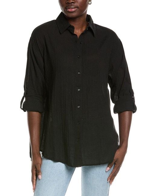 Elan Black Button-Down Top