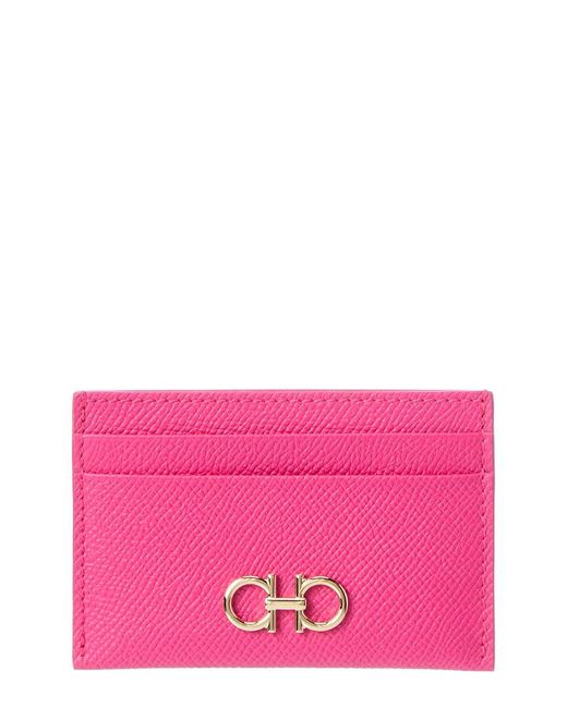 Ferragamo Pink Gancini Leather Card Holder