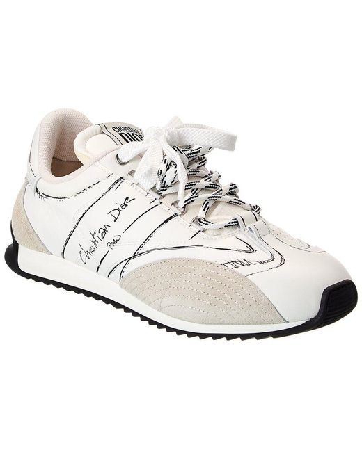 Dior White Progress Nylon & Suede Sneaker