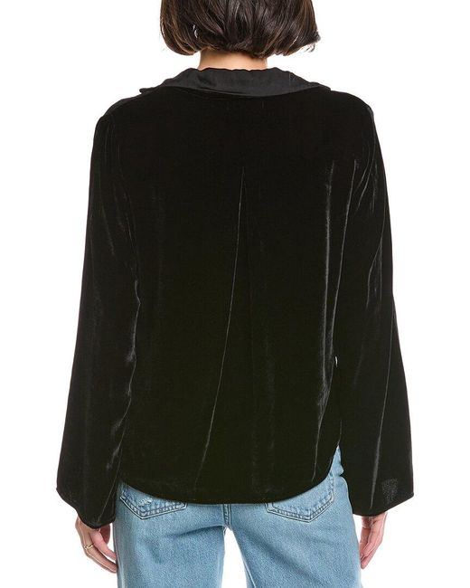 Velvet By Graham & Spencer Black Brenna Velvet Silk-Blend Shirt