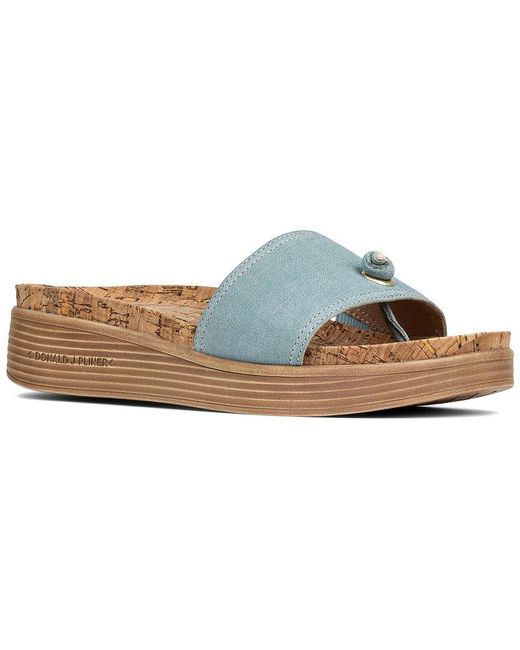 Donald J Pliner Blue Farrahspan Leather Wedge Sandal