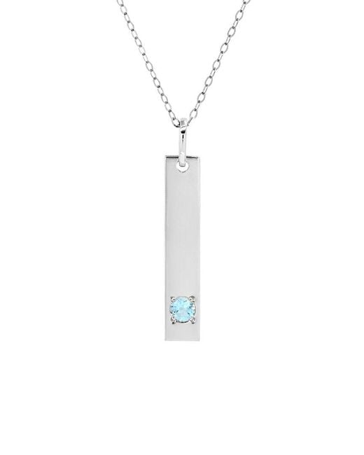 MaxColor White 14K 0.07 Ct. Tw. Aquamarine Pendant Necklace