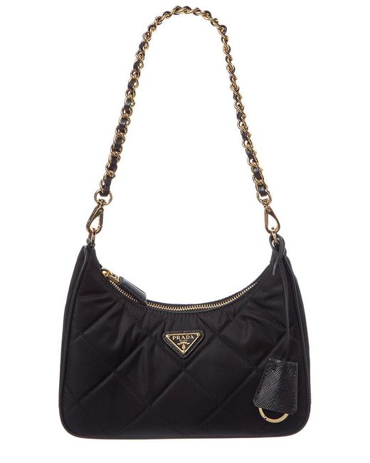 Prada Black Re-Edition 1995 Chaine Re-Nylon Mini Hobo Bag
