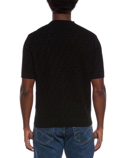 Fendi Black Logo Knit Shirt for men