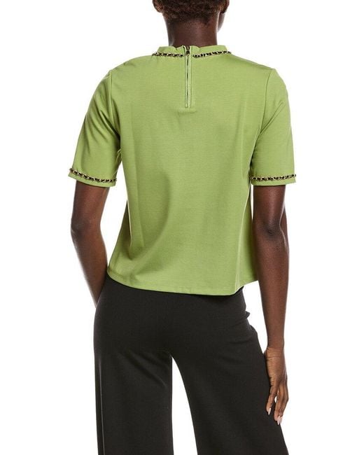 Gracia Green Chain Link Trim T-Shirt