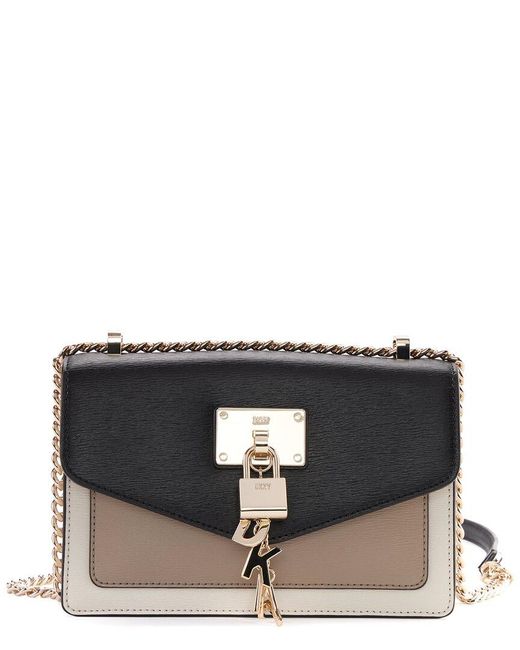 DKNY Black Elissa Small Flap Leather Shoulder Bag