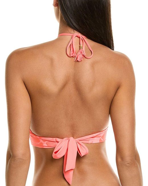La Blanca Pink Island Palm Banded Halter Bra Bikini Top