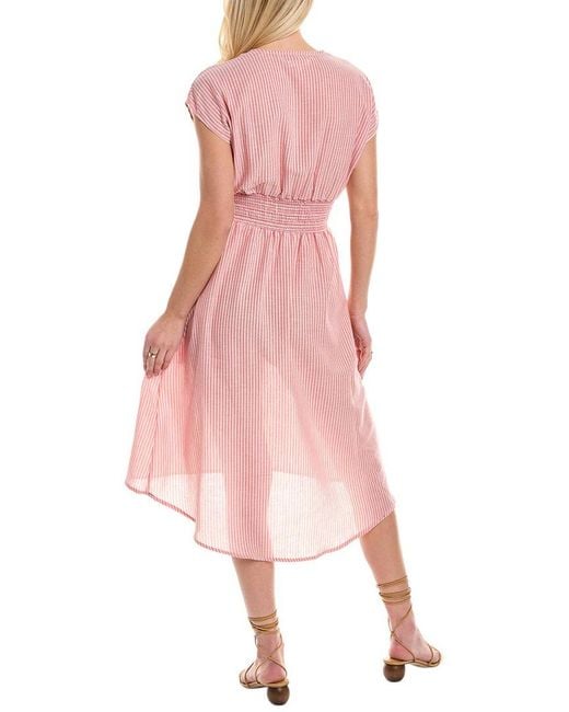 Max Studio Pink Linen-blend Midi Dress