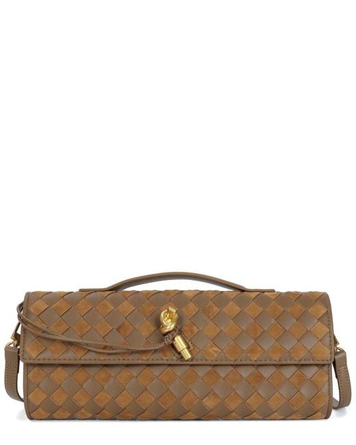 Tiffany & Fred Paris Brown Hand-Woven Leather Top-Handle Clutch