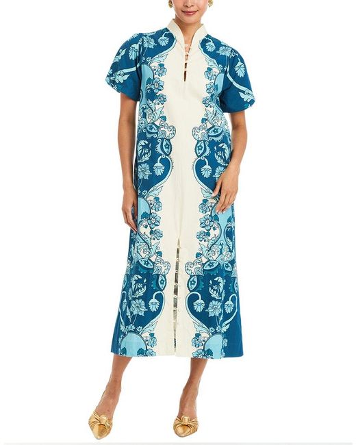 mestiza Blue Elliana Printed Barong Midi Dress