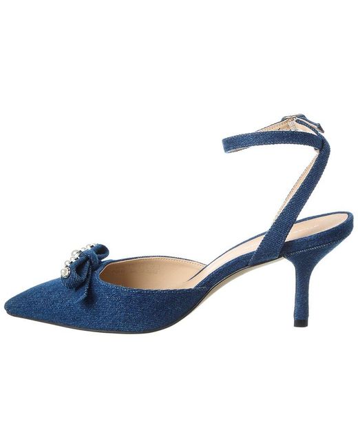Stuart Weitzman Blue Luella Strap 75 Denim Pump