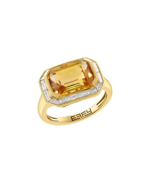 Effy Fine Jewelry Metallic 14K 4.57 Ct. Tw. Diamond & Citrine Ring
