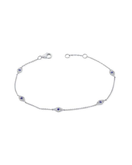 Sabrina Designs White 14K 0.40 Ct. Tw. Diamond & Sapphire Evil Eye Bracelet