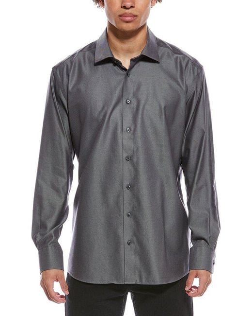 Eterna Gray Twill Kent Shirt for men